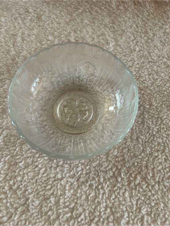 Other - Vintage Clear Pressed Glass Bowl with Floral Motif